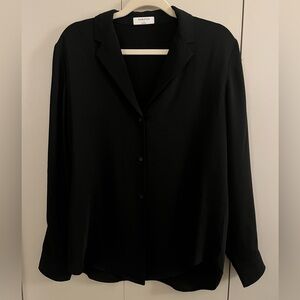 Aritzia Babaton Black Button-Front Long-Sleeve Blouse